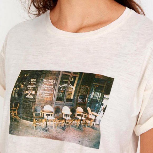 MADEWELL IVORY SHORT SLEEVE PARISIAN CAFE GRAPHIC WHISPER COTTON TEE - Picture 3 of 4